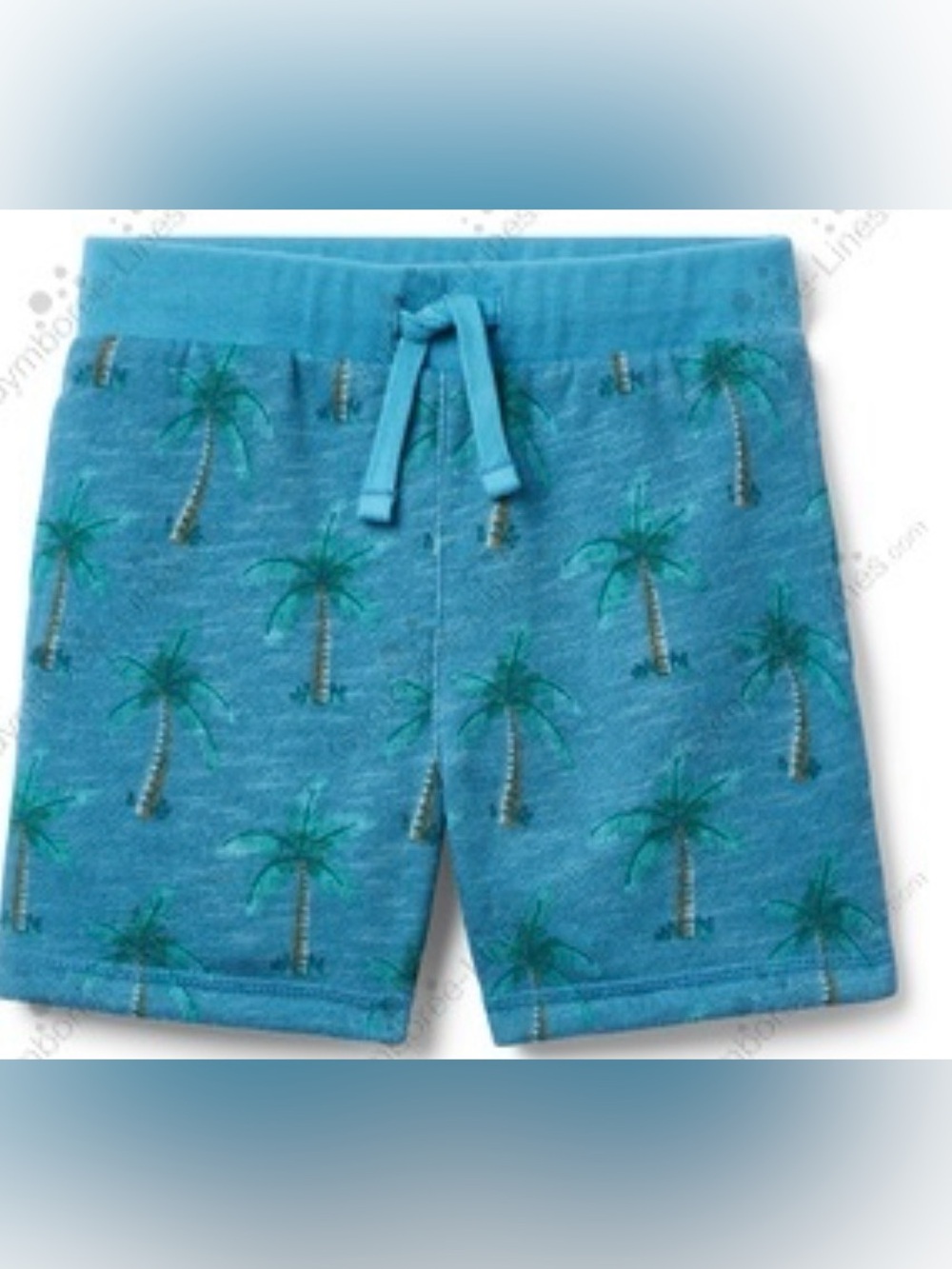 Janie and Jack Teal Palm-Print Knit Shorts